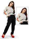 Stylish cotton-blend long sleeve printed top, size M, from India