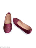 Red maroon synthetic bellies and ballet flats for women's school, wedding, party, or everyday use