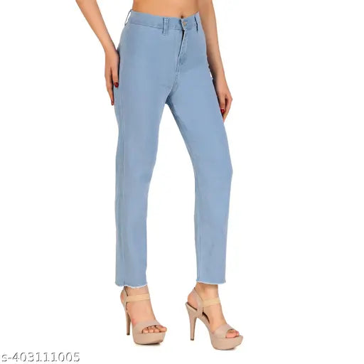 Trendy skinny mid-rise denim jeans, women's and girls', fringed detail, available in multiple sizes (e.g., 28, 30, 32, 34, 36, 38, 40)