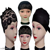 Cotton canvas Islamic Hijab Cap Pack of 4 - Self-designed, comfortable underscarf for Muslim women's modesty, Indian origin
