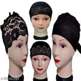 Cotton canvas Islamic Hijab Cap Pack of 4 - Self-designed, comfortable underscarf for Muslim women's modesty, Indian origin
