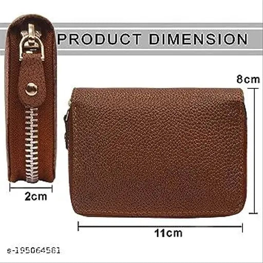 Black Leatherite Card Wallet with RFID Blocking, 11 slots, 5 compartments for cards and money, brown color