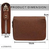 Black Leatherite Card Wallet with RFID Blocking, 11 slots, 5 compartments for cards and money, brown color