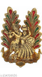 Gold-polished Indian Radha Krishna figurine matki home decor, 15x20x10 cm, temple decoration & office use