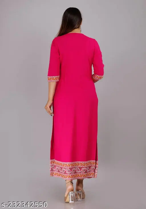 Pure rayon Nyra cut Anarkali kurti for women, single-colored A-line design with three-quarter sleeves from Tanishka Garment Traders, India
