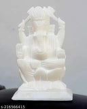 White marble Ganesh idol statue, spiritual positive energy, home temple decor, 5" height