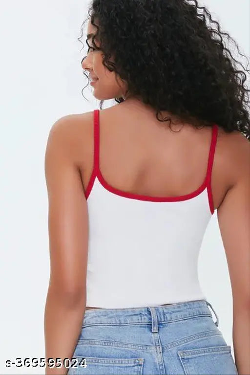 Cherry ribbed cotton sleeveless GenZ cute shirt, solid pattern on model, limited edition Indian fashion apparel