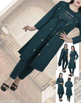 Lycra maxi jumpsuit with shrug top and pant in solid color - comfortable party dress for women, made from breathable cotton Lycra blend fabric, Indian origin