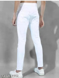 Designer Latest white polycotton jeans for men, solid-patterned, comfortably stylish