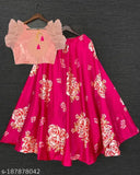 Silk and crepe floral lehenga-choli set for girls aged 4-15, India origin