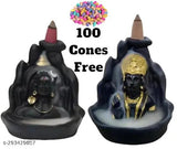 Adorn your home with the PICKARTME Combo Adiyogi & Hanuman Ji Smoke Fountain, includes 100 cones. Indian poly resin god idols, approx. 15cm x 10cm x 18cm
