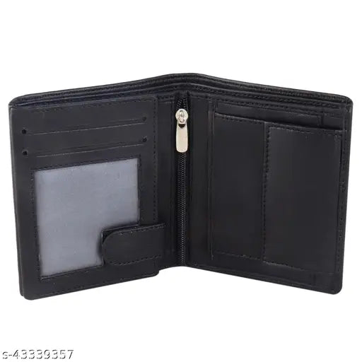 Solid leather men's wallet with 2 compartments, premium quality trendy design, ideal for formal use