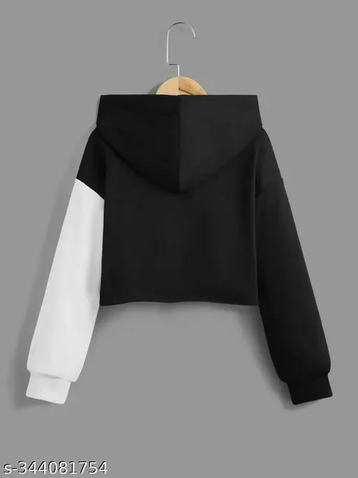 Colorblocked cotton blend hooded sweatshirt for girls, trendy and stylish