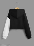 Colorblocked cotton blend hooded sweatshirt for girls, trendy and stylish