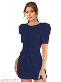 Trendy lycra knit short jumpsuit for women, solid color, comfortable & stretchable