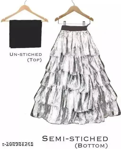 Velvet ruffle seqiunned lehenga choli set for kids, self-designed Indian fashion