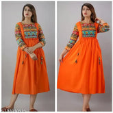 Rayon three-quarter sleeve solid cotton kurti for women by Shrirama, India