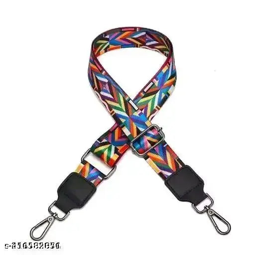 Multicolor canvas adjustable-length guitar-style crossbody strap for handbags and sling bags, compatible with various bags featuring side buckles
