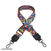 Multicolor canvas adjustable-length guitar-style crossbody strap for handbags and sling bags, compatible with various bags featuring side buckles