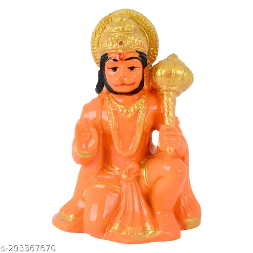 Orange resin Grow n Shine Hanuman idol for car dashboard, decorative automobile showpiece