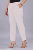 Solid 100% cotton VENITYWAVE Palazzo trousers for women, ankle-length with elastic waist and side pockets, perfect for office or casual wear