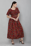 Crepe printed Anarkali kurti in vibrant Indian pattern, short-sleeved for women's fashion