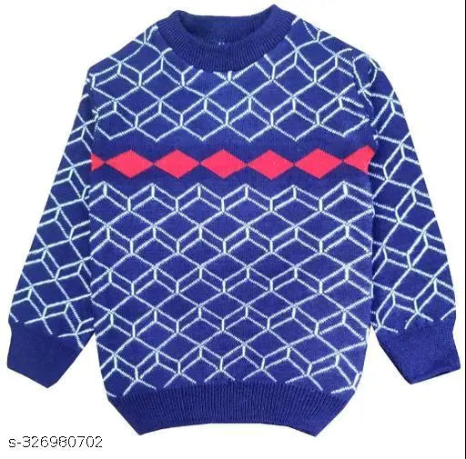 Navy blue woolen full sleeve sweater & pant set for baby boys - RUAA FASHION winter essentials in warm wool fabric