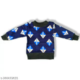 Morvika printed cotton sweatshirts (pack of 2), semi woolen for light winter, ideal for infants and toddlers, embroidered net design