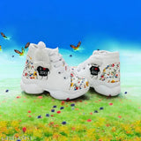 Canvas and PVC printed net casual shoes for girls, Mukanda Kids shoe on display