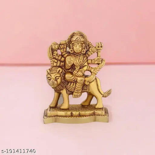 Brass handcrafted Durga Murti, exquisite idol for spiritual spaces, height 3.2 inches, India origin