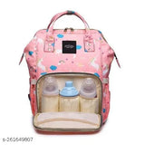 Pink polyester unicorn diaper backpack, waterproof and eco-friendly nappy bag with functional pockets for baby care essentials