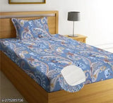 Blue, premium cotton elastic fitted bedsheet with pillow cover for single bed (72x366 feet), wrinkle-free and breathable. High thread count (220TC), hypoallergenic, machine washable, deep pocket, perfect fit. Comfort Home luxury, affordable luxury, stylish bedding, quality sleep