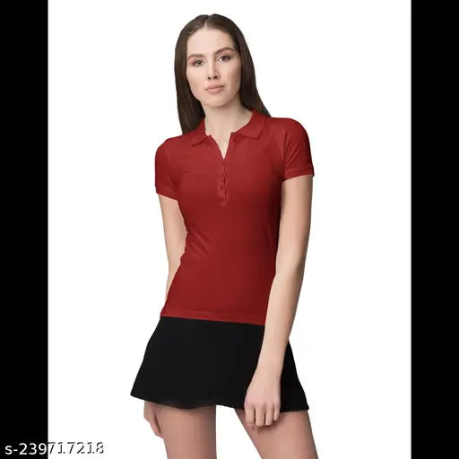 Classic polycotton unisex polo shirt, solid color with short sleeves and ribbed collar, suitable for women and girls, sustainable cotton, made in India