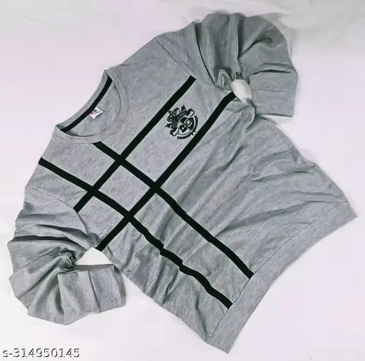 Cotton blend striped long sleeve men's t-shirt (M: 38in chest, 27in length; L: 40in chest, 28in length; XL: 42in chest, 29in length), India