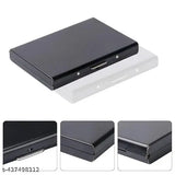 Black steel aluminum men's card holder, 6 card slots. Sleek, stylish, and sturdy credit card organizer. ULTRA SLIM AND PORTABLE for daily use or travel. Indian-origin accessory with ultimate card protection