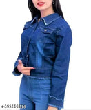 Trendy denim jacket for kids, solid color, long sleeves, 10-16 years sizes, stylish wardrobe essential