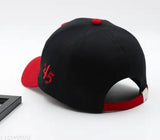 Black & Red color-blocked cotton baseball cap, adjustable for running workouts and outdoor activities, all seasons origin - India