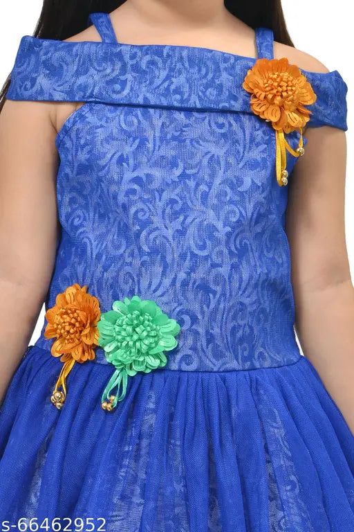 Sleeveless Kids Girls Net Frock Dress, self-design cotton and net, vibrant colors, size range: 3-4 Years to 9-10 Years, Indian origin