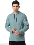Cotton men's solid hoodie in long sleeves, ideal for casual wear