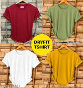 Dryfit T-shirt combo (4pcs), polyester, solid color, short sleeves, S, M, L, XL, XXL, Indian made