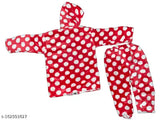 Soft wool hoodies for kids, printed net pattern in various sizes (0-3 Months, 3-6 Months, 0-2 Months). Made in India
