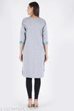 GreyBlue Woolen Kurti, embroidered three-quarter sleeve women's winter wear, premium quality Indian craftsmanship