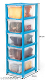 Blue plastic 5-layer drawer organizer for books, clothes, kids toys, shoes etc. Ideal for home storage solution
