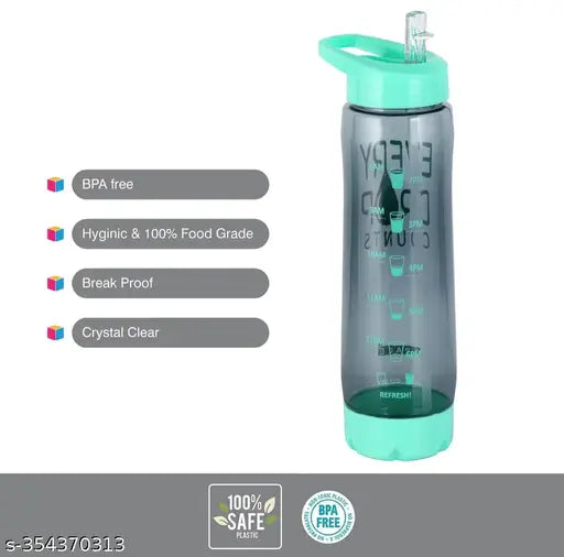 Green Oreo Sipper Water Bottle, 900ML capacity, durable plastic, leak-proof, ideal for kids and gym use