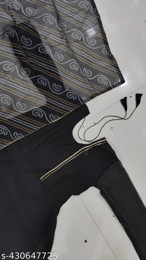 Black georgette gawn with duppata, solid black traditional Indian women's clothing for plus sizes. (1 N, Sizes: M-5XL)