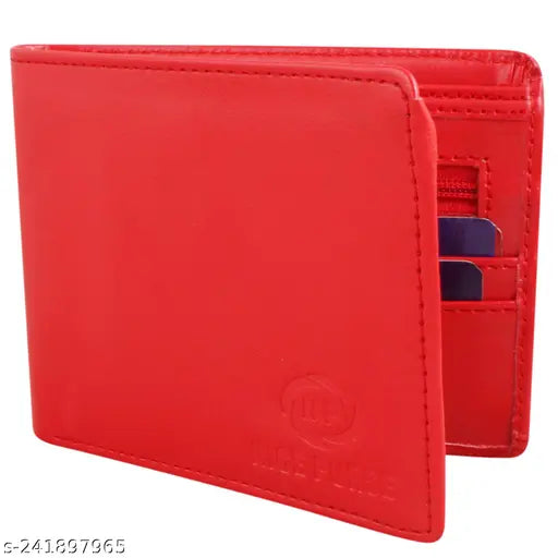 Red PU ZNW ENT Men's Album, 2 compartments formal/casual zipper wallet