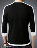 Multicolored full polyester striped men's t-shirt with long sleeves, size M (38" chest, 28" length)