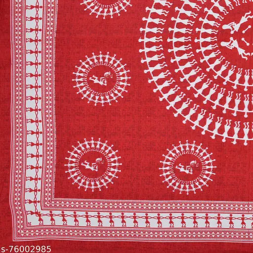 Jaipuri printed cotton double bedsheet set with 2 pillow covers - high-quality tribal patterned flat sheets for summer use, ideal for adults and home decor
