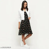 Solid short denim jacket for women, three-quarter sleeves, India-made denim apparel