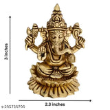 Brass Kamal Ganesh Ji statue, 3-inch height, handcrafted for home decorative showpiece